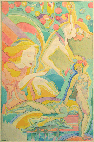 Vznesena do vnosti, 1943, kolorovan kresba perem, Galerie modernho umn v Hradci Krlov, reprofoto Archiv galerie v Hradci Krlov