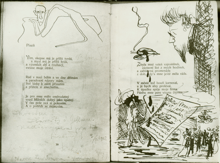 F. Gellner, Po ns a pijde potopa!, 1902, kresebn zsahy do titn knihy, PNP Praha, reprofoto archiv M. ejn
