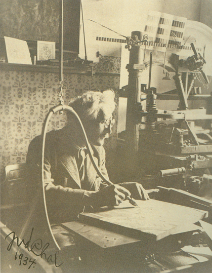 Josef Vchal ve svm vrovickm ateliru, 1934, reprofoto archiv M. ejn