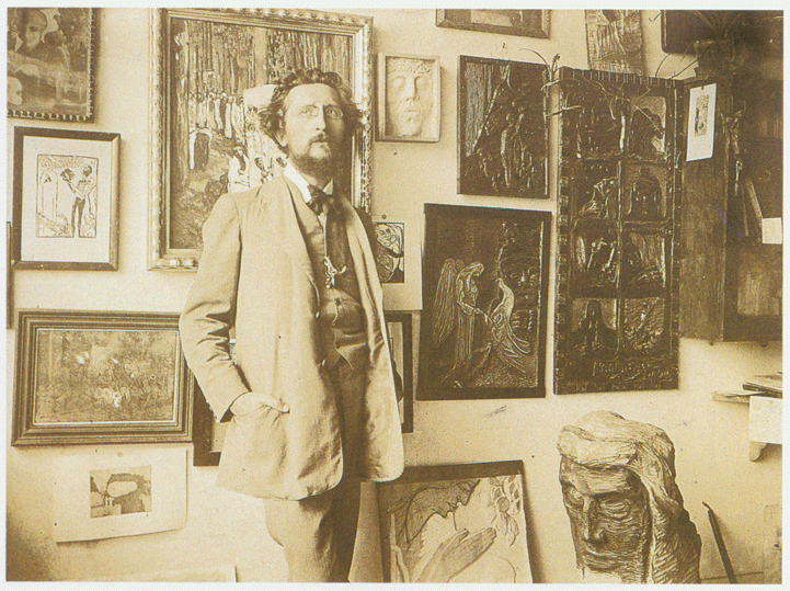 Josef Vchal v ateliru, 1911, reprofoto archiv M. ejn