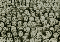Hlavy, 2.12.1918, akvarel a kva, kresba tukou, Nrodn galerie v Praze