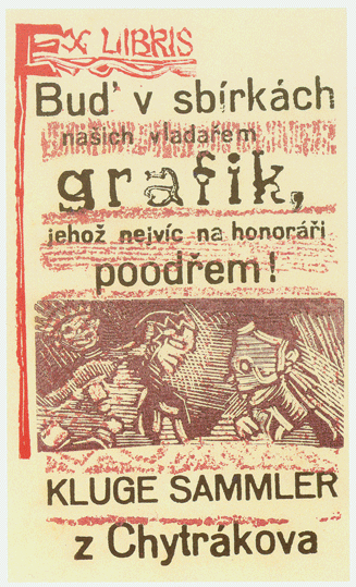 Ex libris Kluge Sammlera, devoez a autorsk sazba, 1952, Regionln muzeum a galerie v Jin