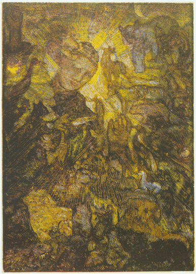 Svat Frantiek Dobrek, 1953, barevn rytina, Regionln muzeum a galerie v Jin